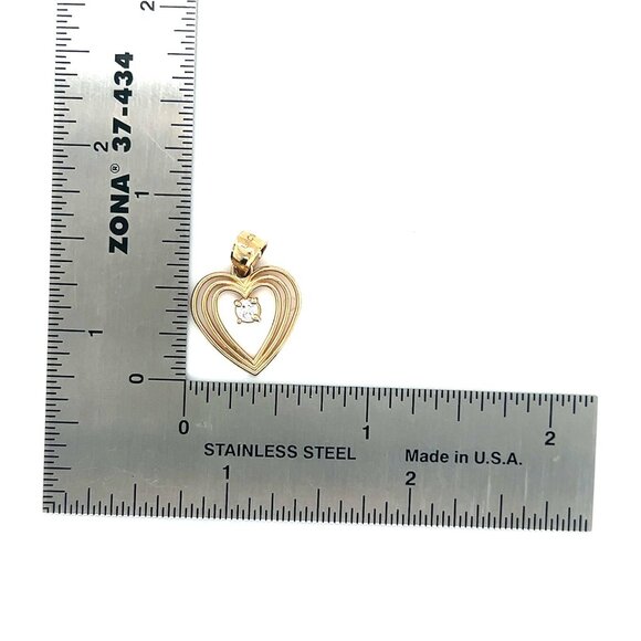 14K Gold Heart Cz Pendant - Picture 3 of 7